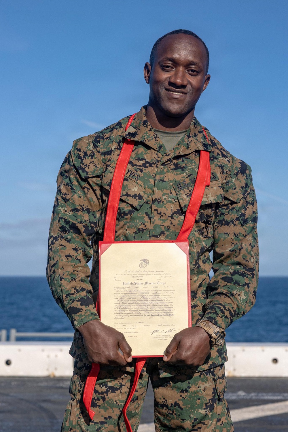 BLT 3/5 Marine gets Promoted at Sea