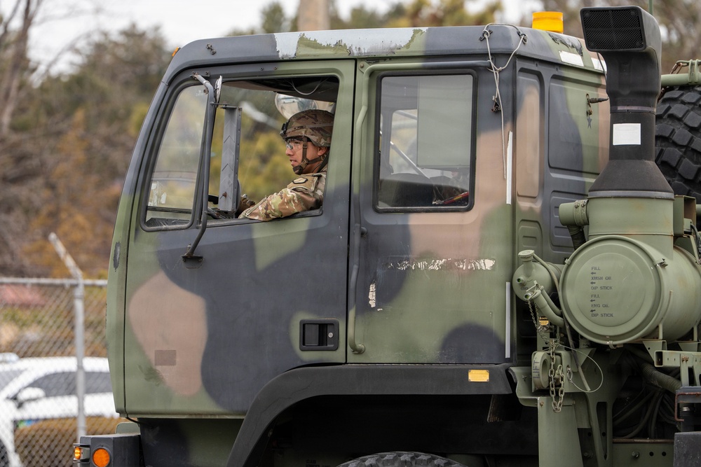 Soldiers from the 95th Transportation Company, 498th Combat Sustainment Support Battalion, proved their 'Fight Tonight' capabilities during a rapid deployment drill on Feb. 26.