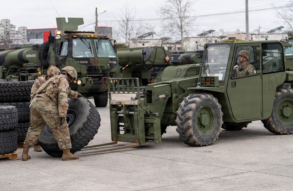 Soldiers from the 95th Transportation Company, 498th Combat Sustainment Support Battalion, proved their 'Fight Tonight' capabilities during a rapid deployment drill on Feb. 26.