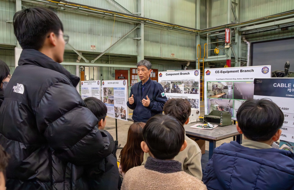 The U.S. Army Materiel Support Command–Korea hosts children from the Buksam Childcare Center for a visit to Camp Carroll.