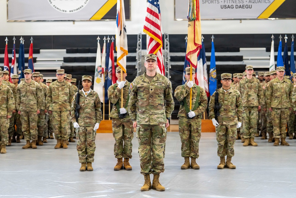 Lt. Col. Jon M. King officially assumed command of the 498th Combat Sustainment Support Battalion (CSSB) from Maj. Jason A. Reinhardt during a Change of Command ceremony at Camp Carroll on March 3.
