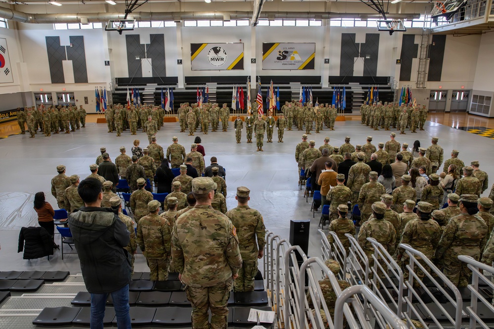 Lt. Col. Jon M. King officially assumed command of the 498th Combat Sustainment Support Battalion (CSSB) from Maj. Jason A. Reinhardt during a Change of Command ceremony at Camp Carroll on March 3.