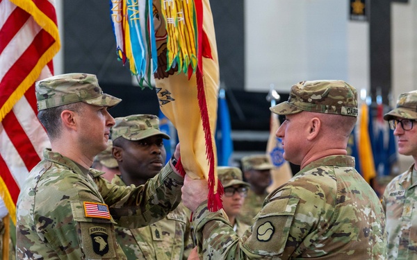 Lt. Col. Jon M. King officially assumed command of the 498th Combat Sustainment Support Battalion (CSSB) from Maj. Jason A. Reinhardt during a Change of Command ceremony at Camp Carroll on March 3.
