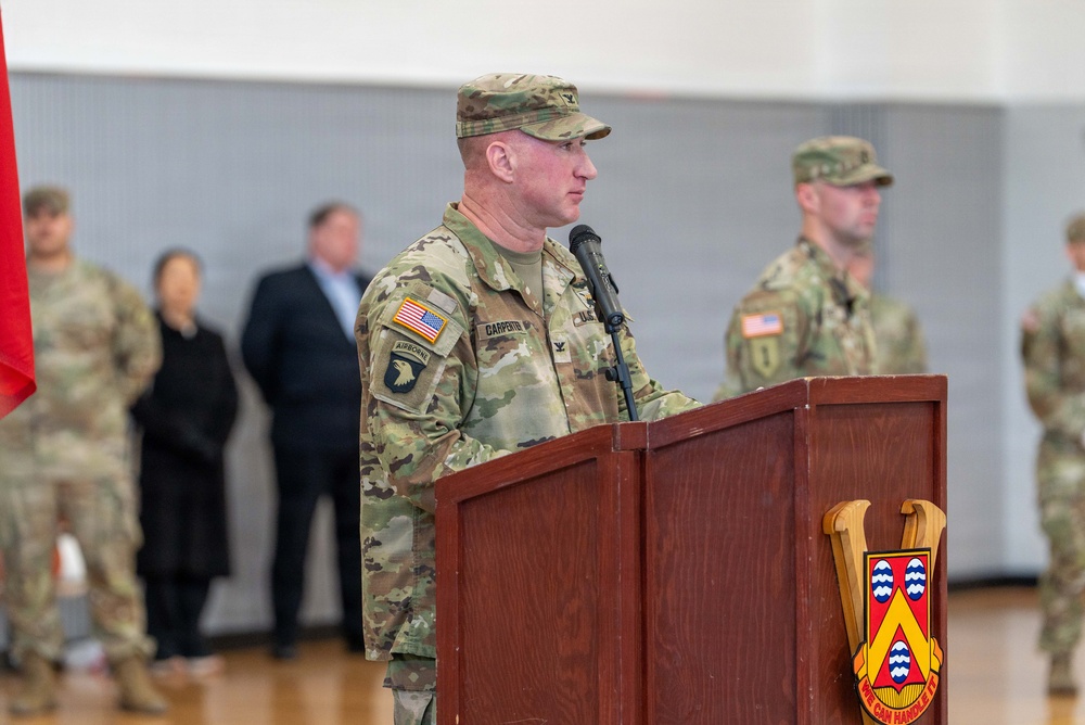 Col. R. Scott Carpenter, U.S. Army Materiel Support Command–Korea (MSC-K) commander, expressed his sincere appreciation for both the incoming and outgoing commanders of the 498th CSSB during a Change of Command ceremony at Camp Carroll on Mar. 3.