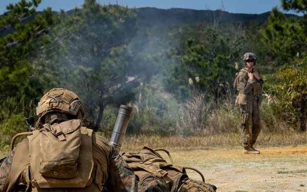 5th Air Naval Gunfire Liaison Company and 2nd Battalion, 7th Marines, conduct mortar range