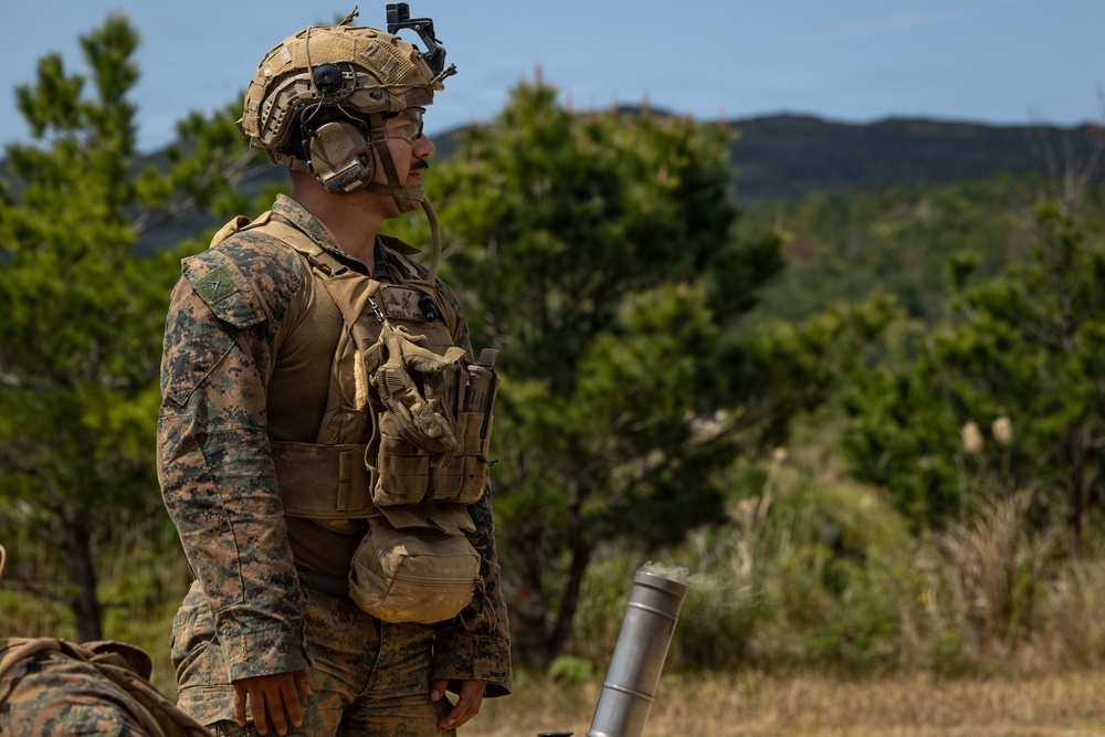 5th Air Naval Gunfire Liaison Company and 2nd Battalion, 7th Marines, conduct mortar range