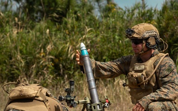 5th Air Naval Gunfire Liaison Company and 2nd Battalion, 7th Marines, conduct mortar range