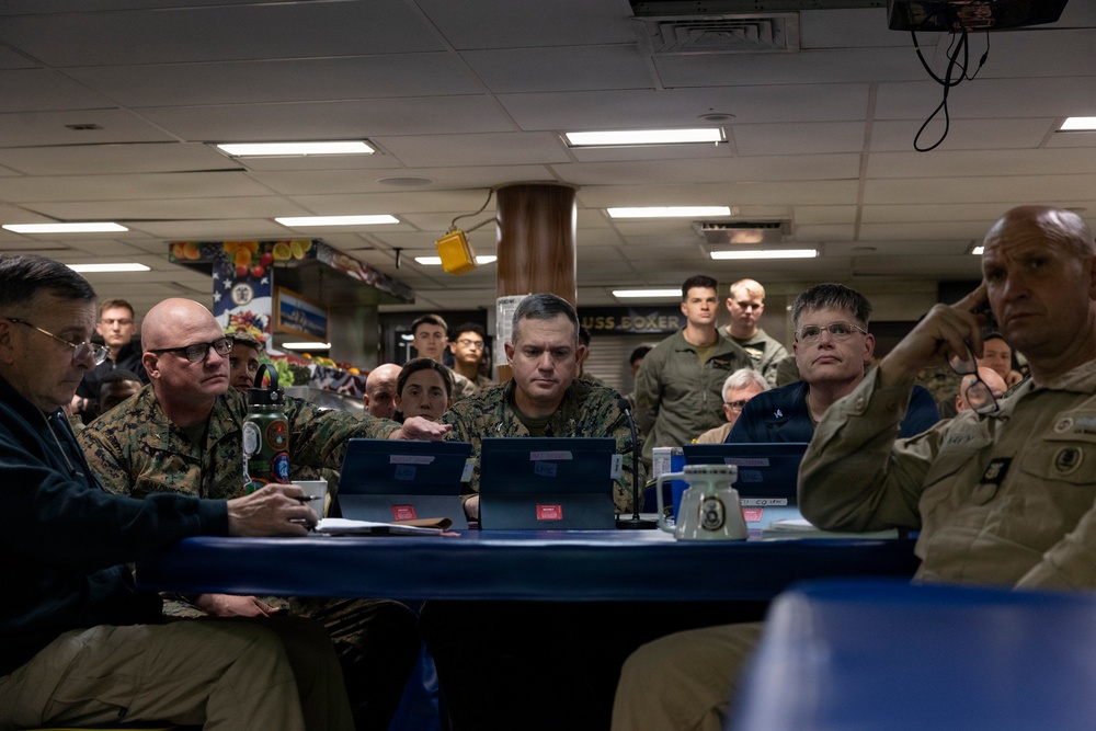 I MEF Deputy Commanding General Visits 11th MEU Marines and Sailors Aboard USS Boxer