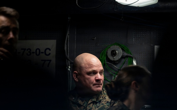 I MEF Deputy Commanding General Visits 11th MEU Marines and Sailors Aboard USS Boxer