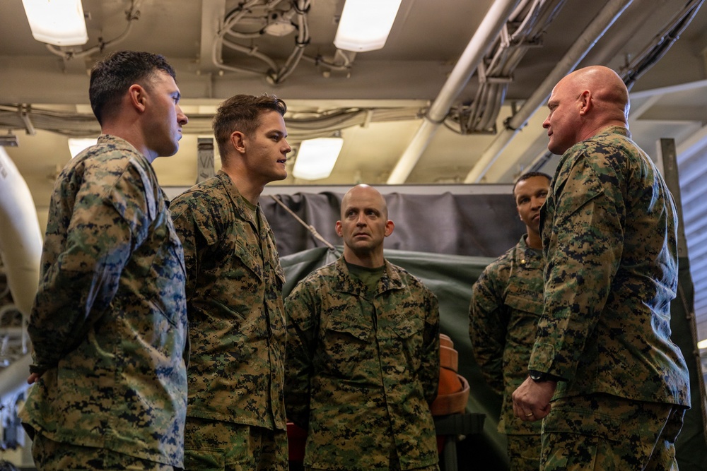 I MEF Deputy Commanding General Visits 11th MEU Marines and Sailors Aboard USS Boxer