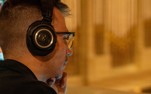 Musician 1st Class Randall Smith of the US Navy Band Sea Chanters performs at St. John's Episcopal Church in New Hampshire during their 2026 National Tour