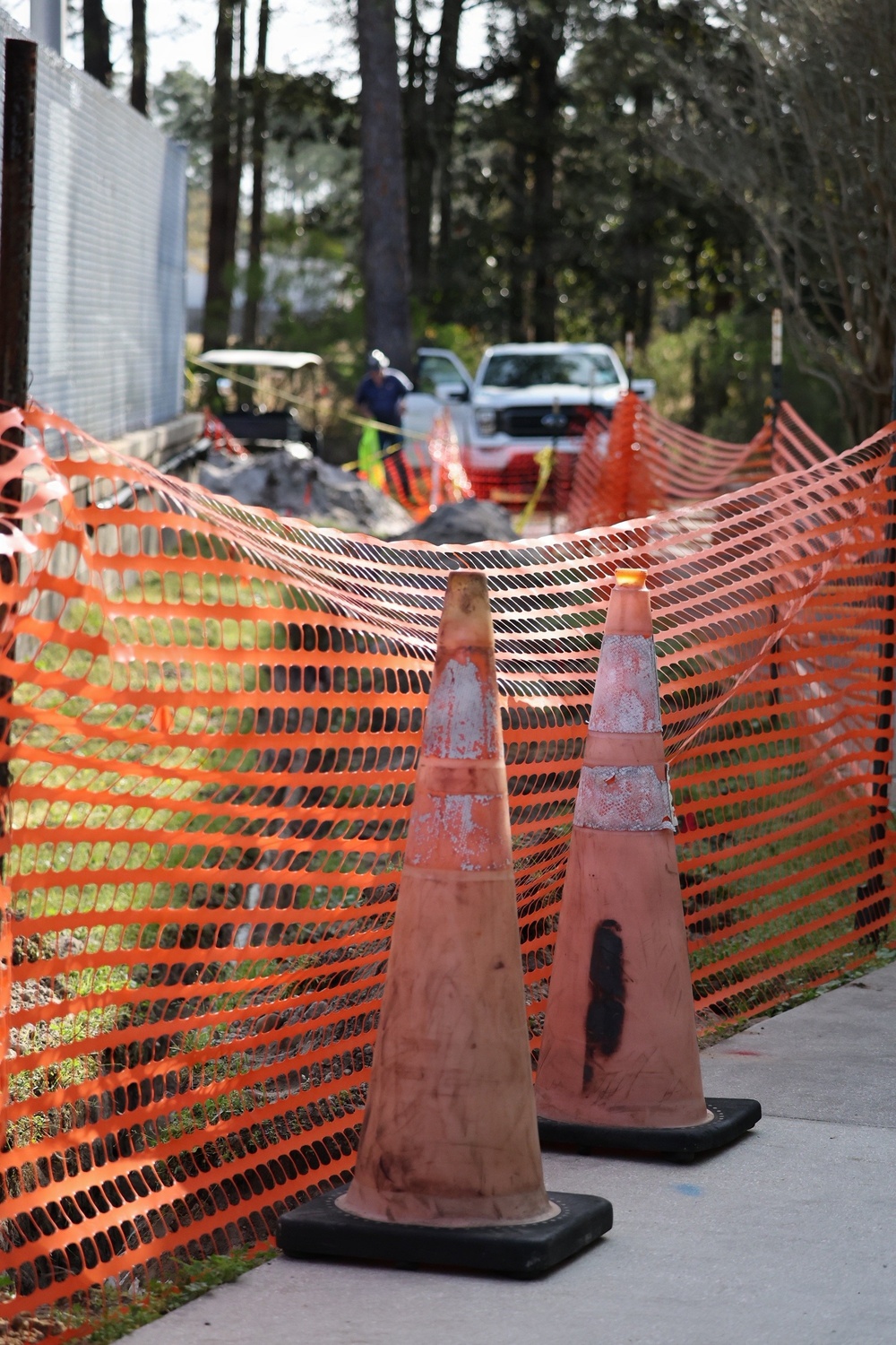 Safety cones are placed to denote construction on NSAPC