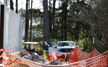 Safety cones are placed to denote construction on NSAPC