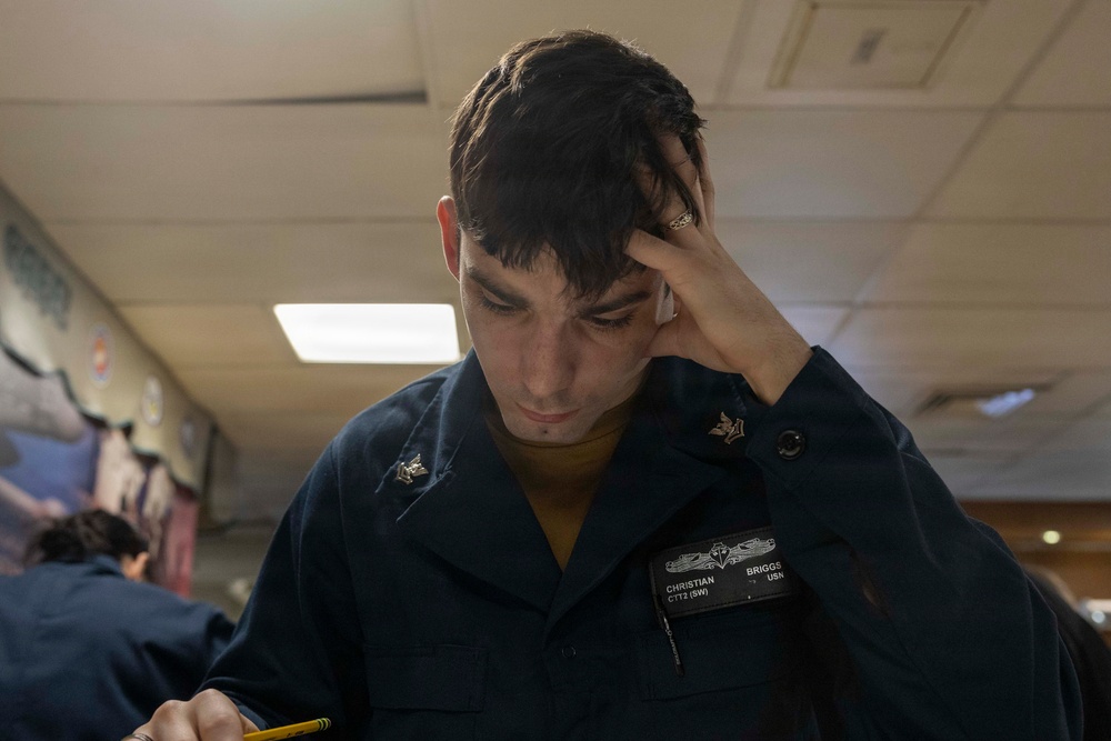 Kearsarge Sailors Take Navy-wide Advancement Exam