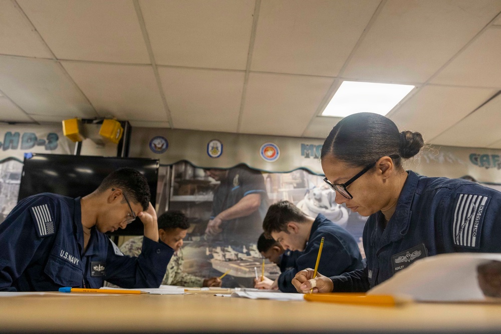 Kearsarge Sailors Take Navy-wide Advancement Exam