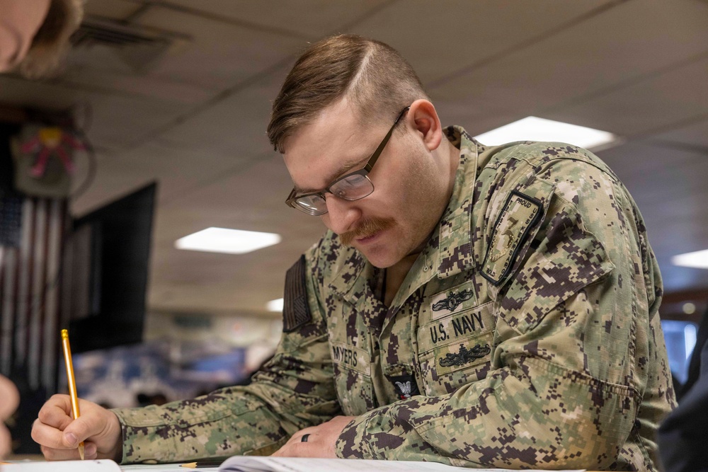 Kearsarge Sailors Take Navy-wide Advancement Exam