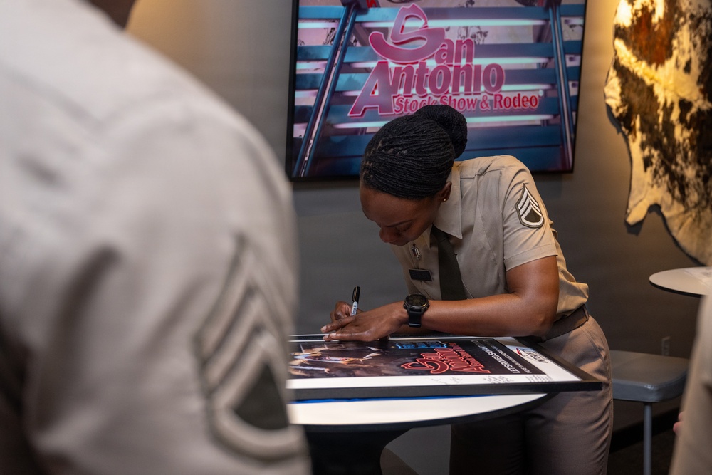 San Antonio Stock Show and Rodeo poster at the “Rodeo to Fiesta” night