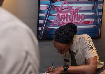 San Antonio Stock Show and Rodeo poster at the “Rodeo to Fiesta” night