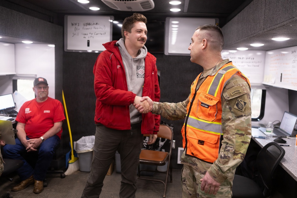 USACE Command Sgt. Maj. Galick visits staff working at the Potomac Interceptor Collapse Site
