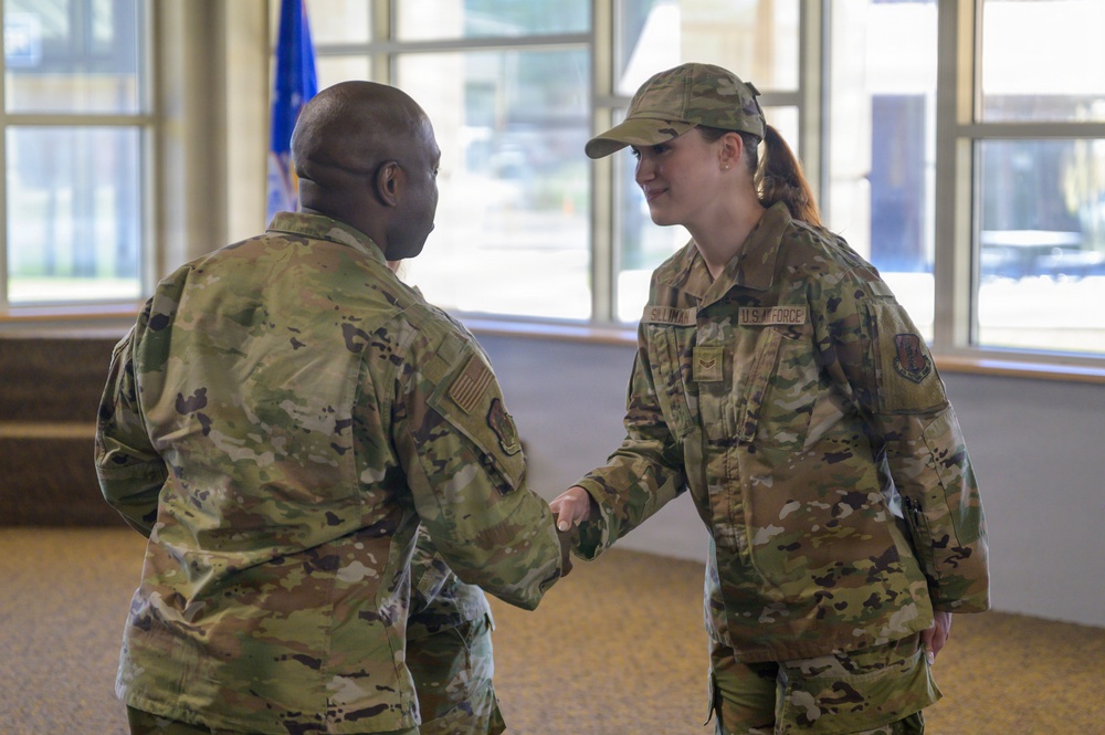 Mississippi Air National Guard Command Chief Coins Airman During Sentry South 26-2