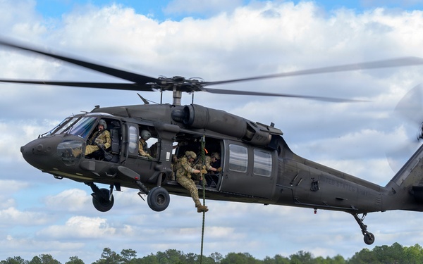 Airmen Fast-Rope from UH-60 During Sentry South 26-2
