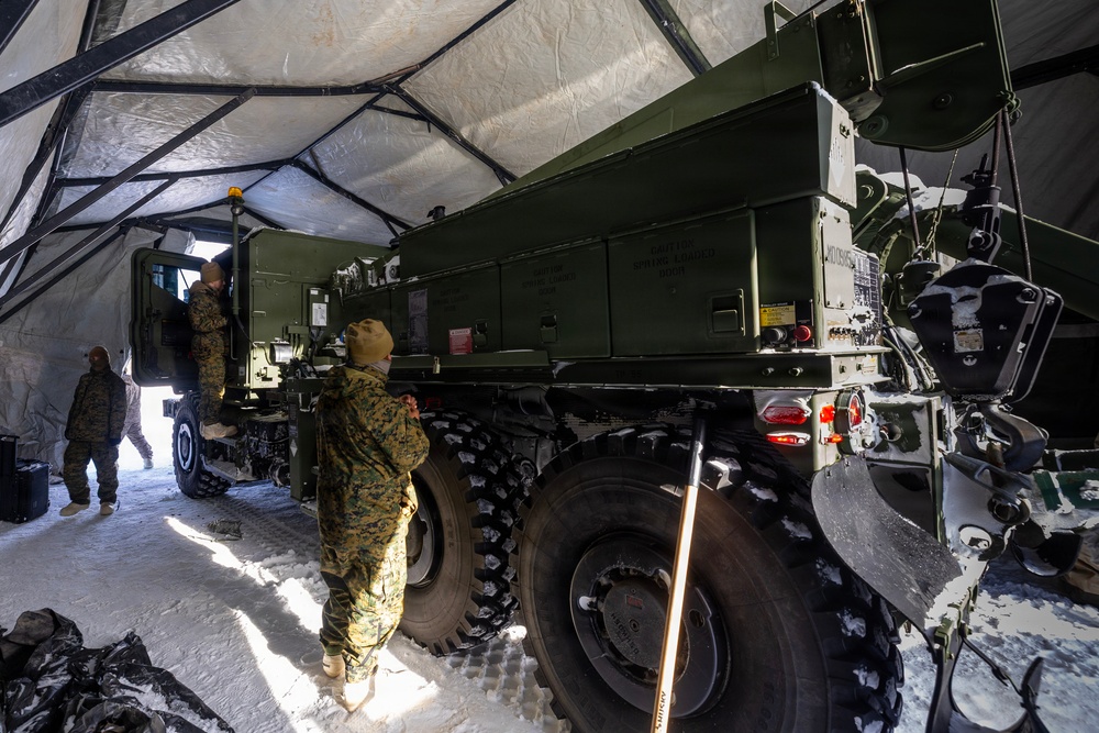 US Marines conduct vehicle maintenance during ARCTIC EDGE 2026