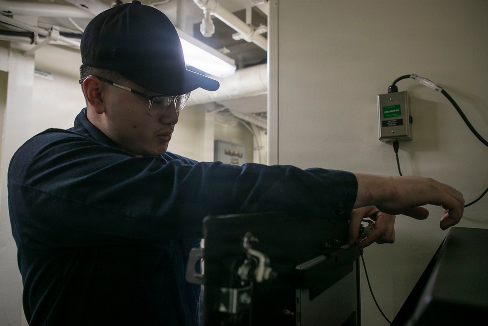 USS Tripoli Sailors Conduct Electrical Maintenance