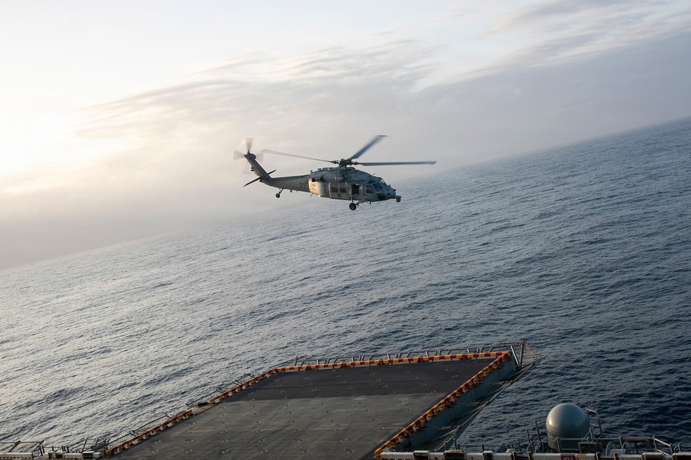 USS Tripoli Conducts Evening Flight Operations