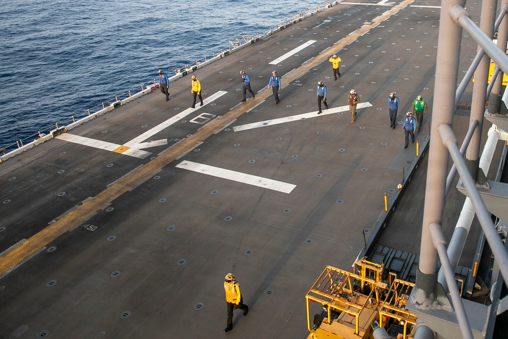 USS Tripoli Conducts Evening Flight Operations