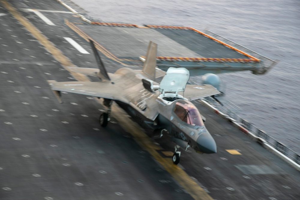 USS Tripoli Conducts Evening Flight Operations