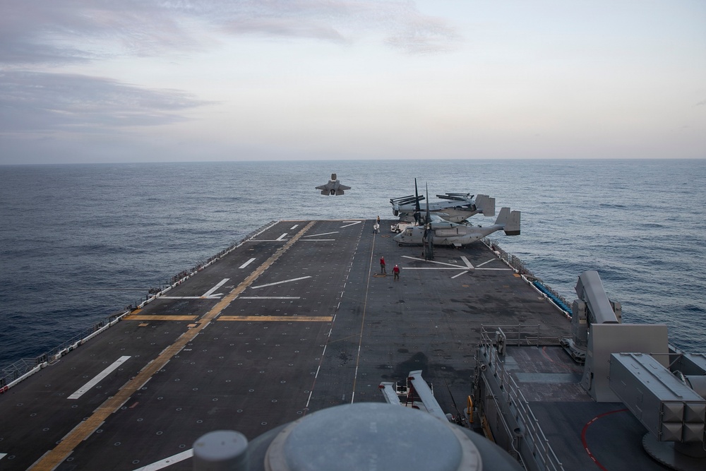 USS Tripoli Conducts Evening Flight Operations