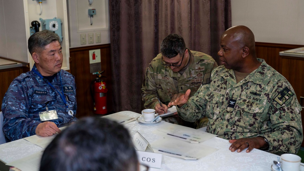 Tripoli ARG Commanding officers meeting with JMSDF Rear Admiral