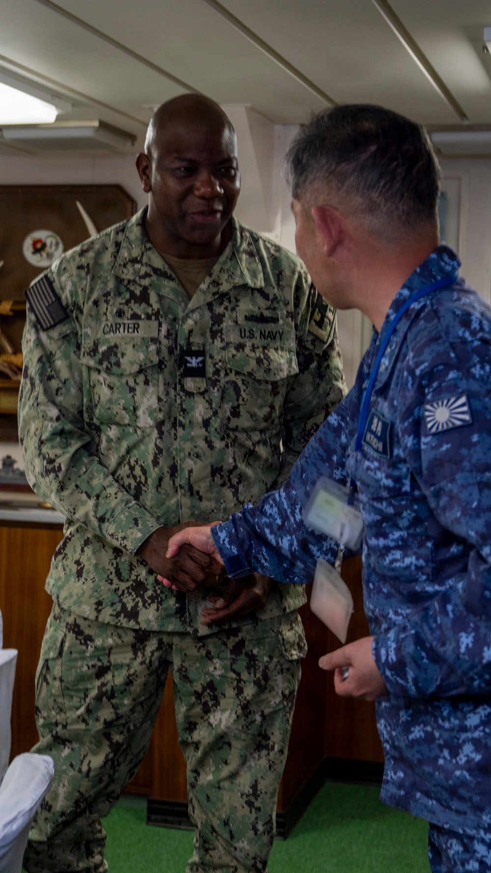 Tripoli ARG Commanding officers meeting with JMSDF Rear Admiral