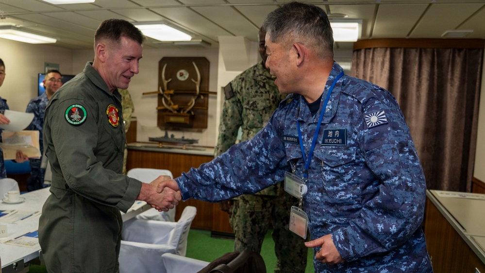 Tripoli ARG Commanding officers meeting with JMSDF Rear Admiral