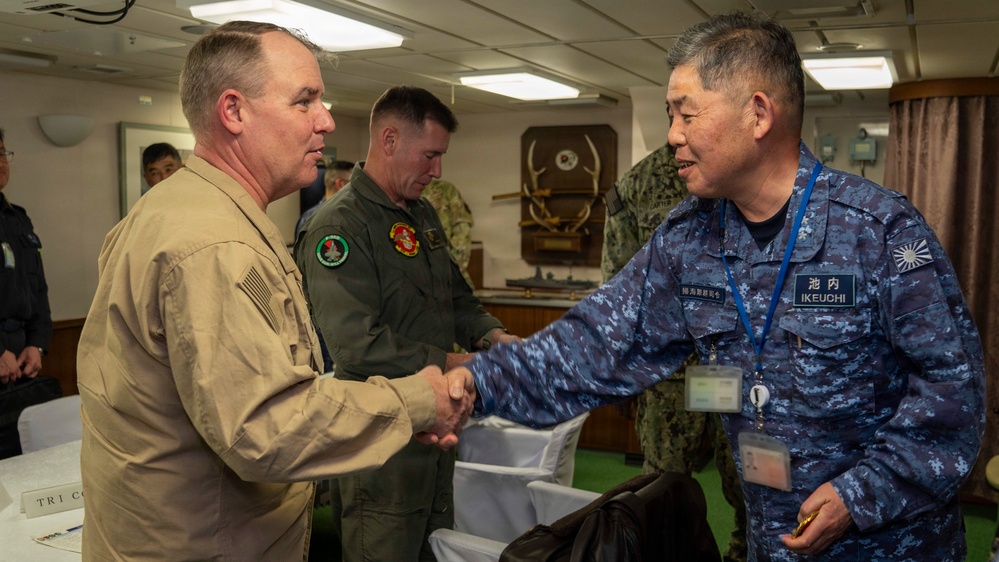 Tripoli ARG Commanding officers meeting with JMSDF Rear Admiral