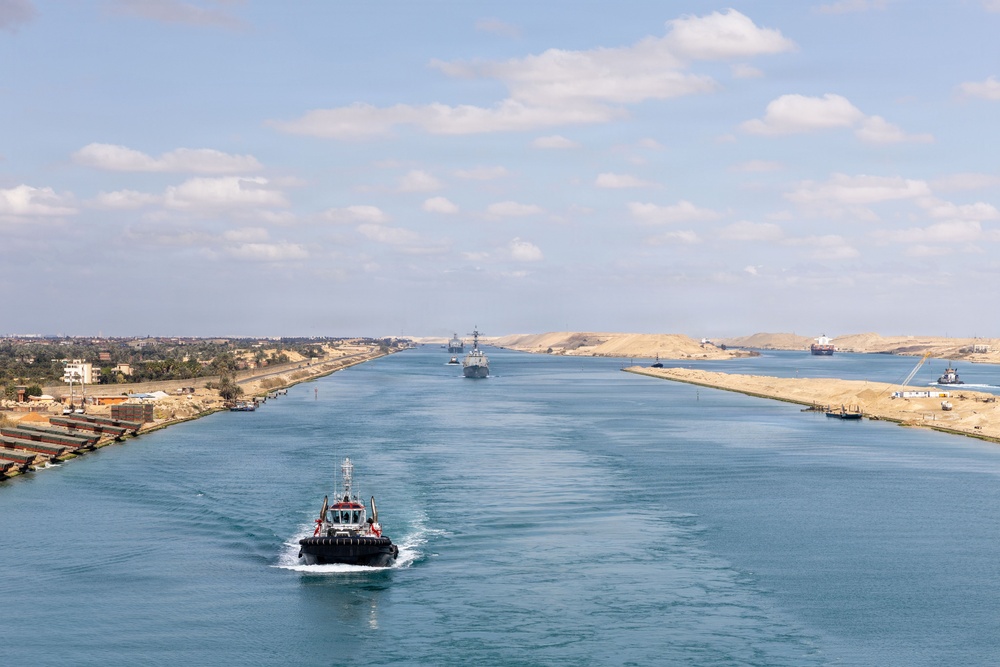 USS Bainbridge (DDG 96) transits the Suez Canal during Operation Epic Fury