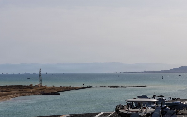 USS Gerald R. Ford (CVN 78) transits the Suez Canal during Operation Epic Fury