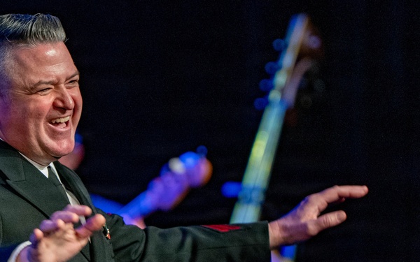 Chief Musician Robert Kurth  of the US Navy Band Sea Chanters performs at the Sanford Performing Arts Center