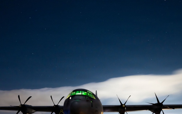 C-130 crew conducts airlift mission