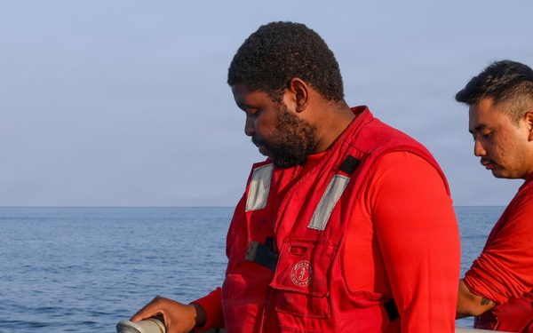 Sailors aboard the USS John Finn conduct flight quarters in the U.S. Central Command area of responsibility