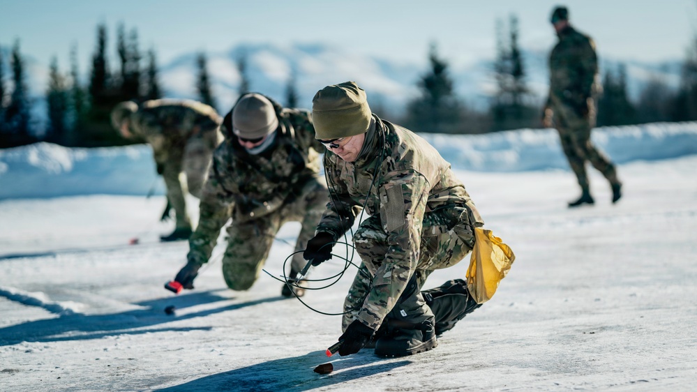 US Navy, Air Force EOD technicians conduct airfield clearance drill