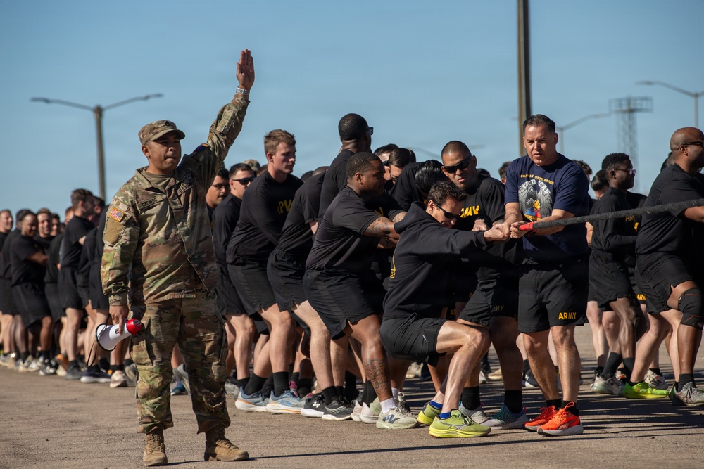 A test of strength: 1st Armored Division Soldiers pull tanks to glory