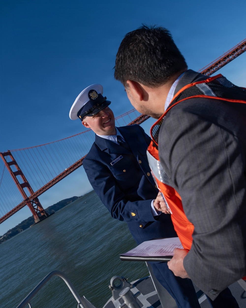 Coast Guardsman receives U.S. citizenship aboard Station Golden Gate motor lifeboat