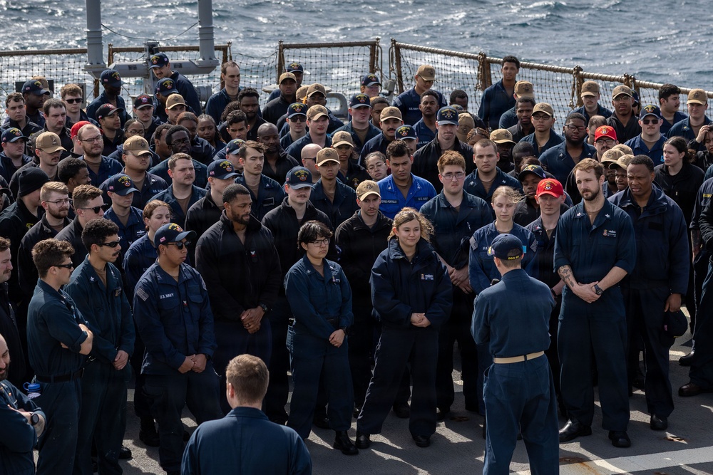 All Hands Call aboard the USS Gonzalez (DDG 66)