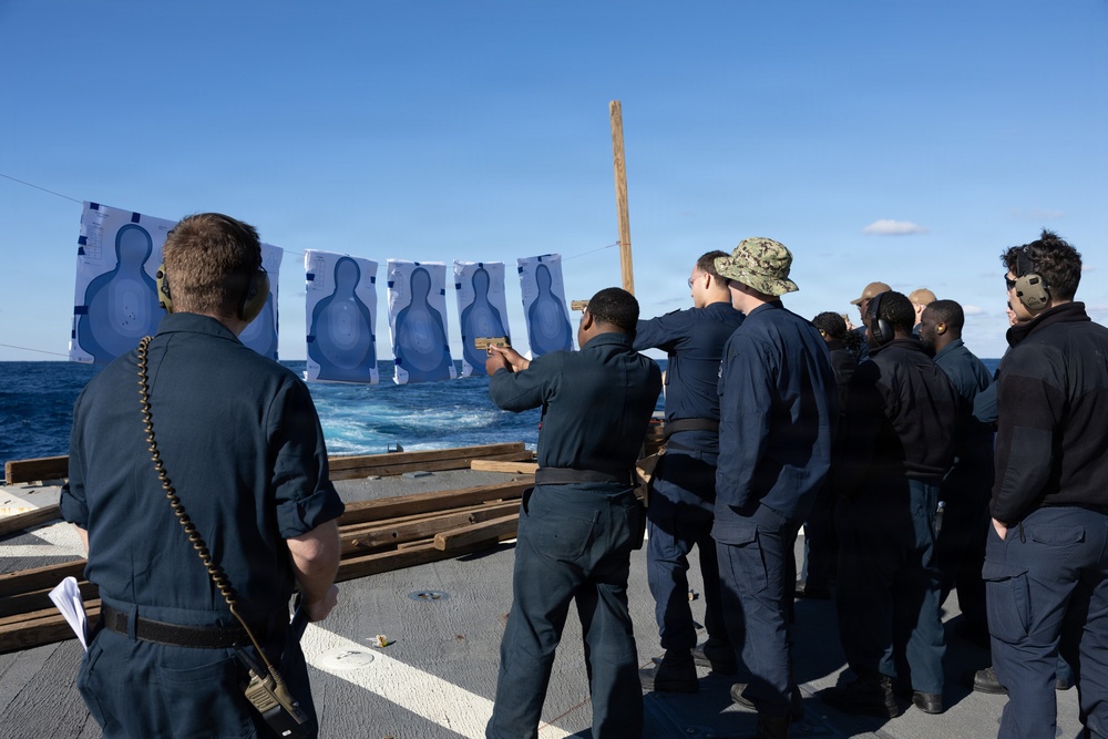 Small Arms Qualification aboard the USS Gonzalez (DDG 66)