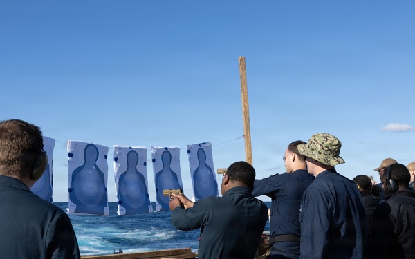 Small Arms Qualification aboard the USS Gonzalez (DDG 66)