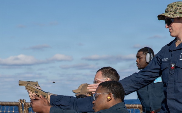 Small Arms Qualification aboard the USS Gonzalez (DDG 66)