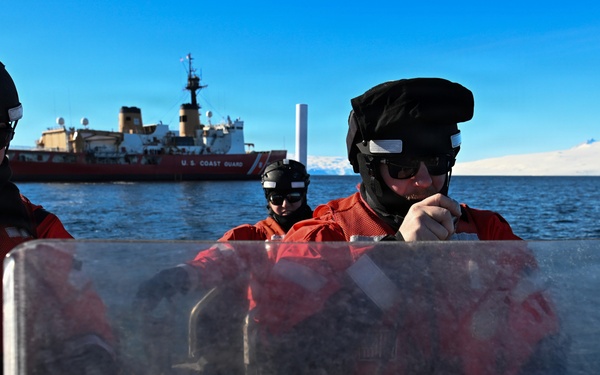 USCGC Polar Star (WAGB 10) conducts small boat training during Operation Deep Freeze 2026