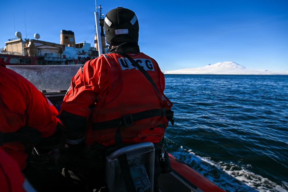 USCGC Polar Star (WAGB 10) conducts small boat training during Operation Deep Freeze 2026