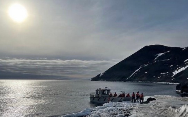 USCGC Polar Star (WAGB 10) supports the installation of a pier in McMurdo Station during Operation Deep Freeze 2026